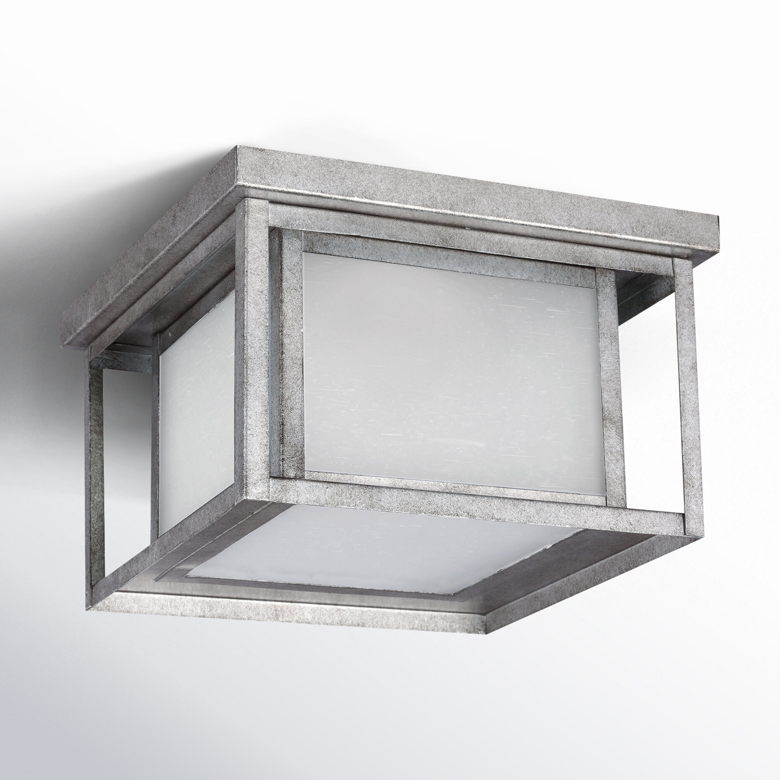 Vermont Square Outdoor Flush Mount, Weathered Pewter