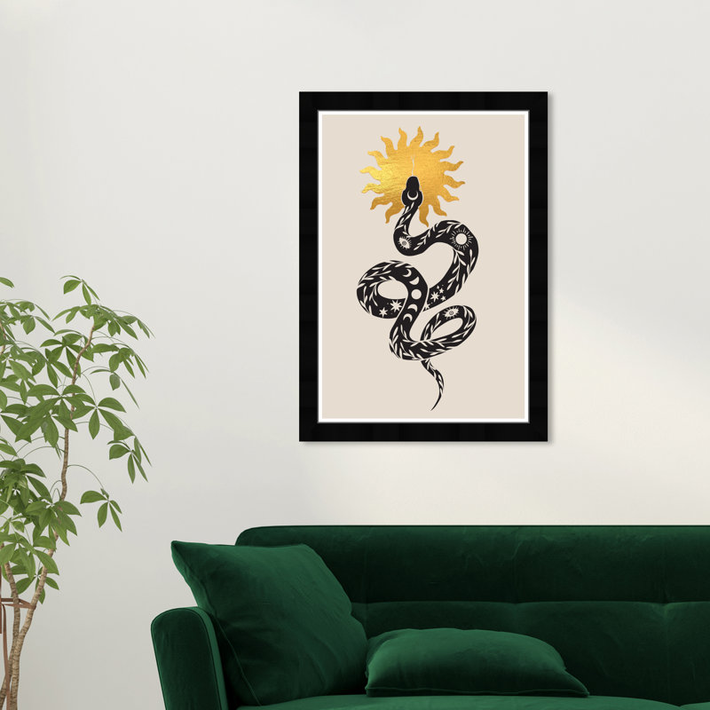" "Apollo's Snake", Boho Asian Texture Serpent Traditional Gold "