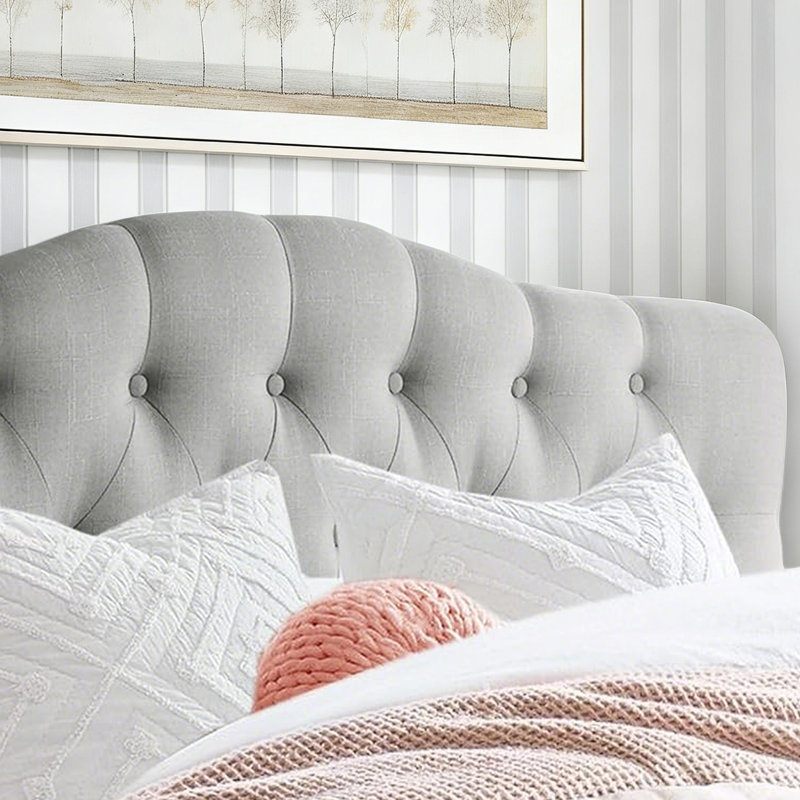 Tête de lit capitonnée et capitonnée, tête de lit en bois massif avec pieds en bois, tête de lit à hauteur réglable de 47 po à 63 po, tête de lit en tissu au design moderne