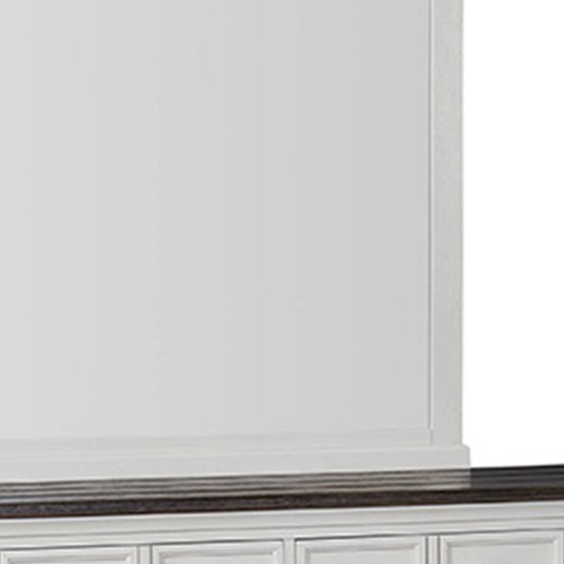 Miroir de commode Hamps, bois massif blanc, détails du cadre subtil