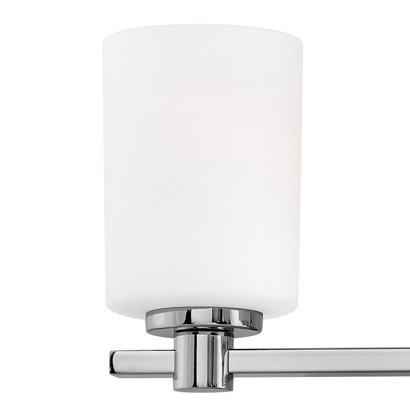 Karlie 5-Light Bath Vanity Fixture with Etched Cylindrical Shades, Chrome/Opal
