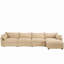 Canapé modulaire en forme de L à 4 places, avec 1 repose-pieds mobile, accoudoirs en forme de croissant et coussins de dossier et d'accoudoirs enveloppants, plus un tiroir de rangement coulissant sous chaque siège, tissu chenille-204591409-204591436-204591433