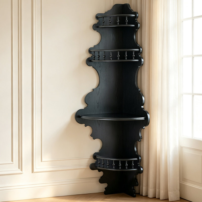 Retro Black Solid Wood Accent Cabinet