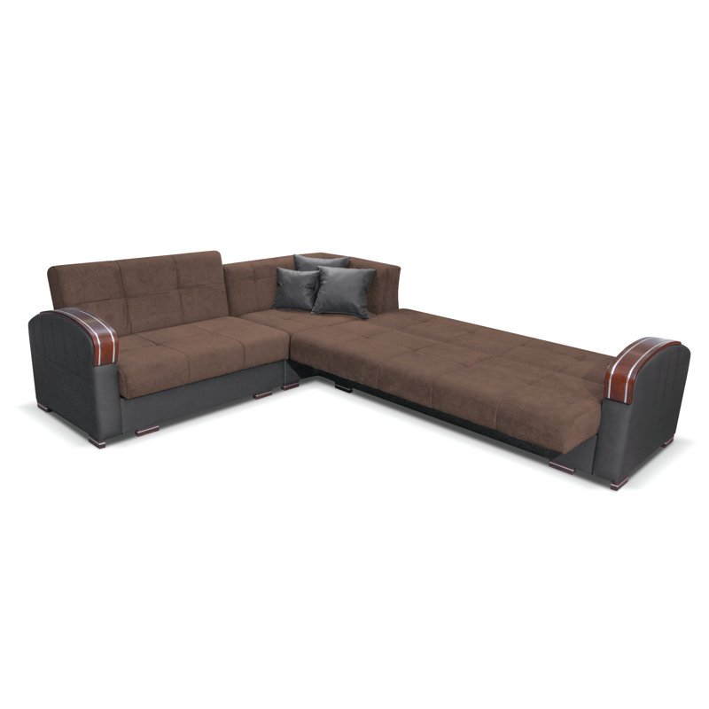 Upholstered Reclining Curved Sectional Right Hand Facing, Brown