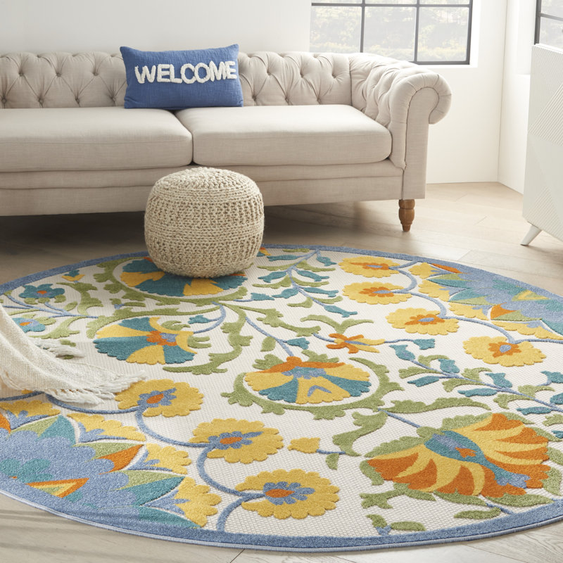 Agafia Floral Indoor Rug, Round 7'10"