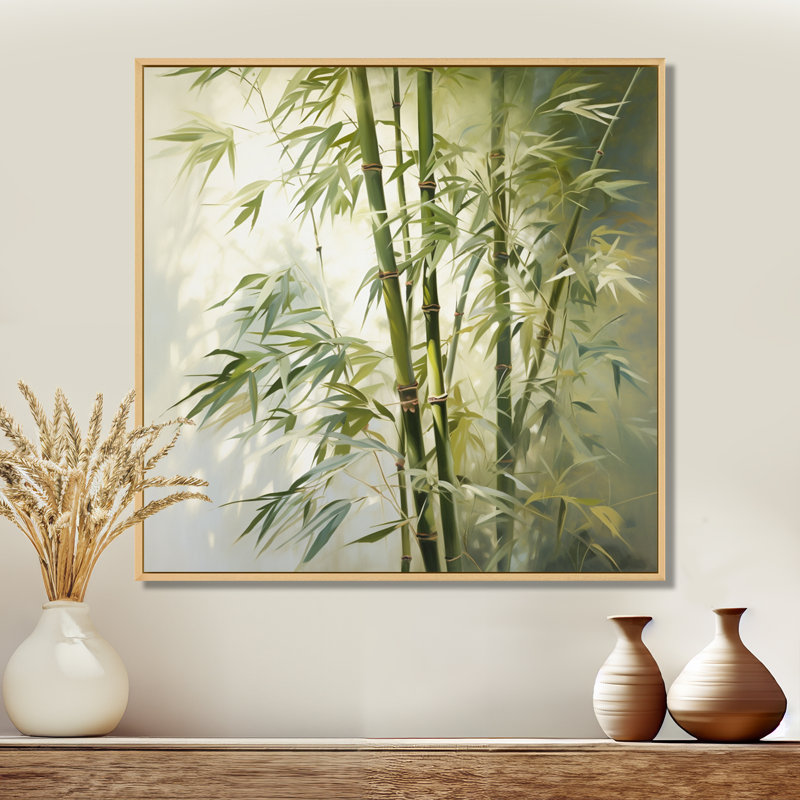Bamboo Romantic Impression II - impression, H 16 po x l 16 po x P 1 po, Cadre flottant érable