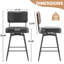 Ensemble de 2 tabourets de bar en similicuir noir et dossier en bois courbé, base en fer, pivotant-1438000875