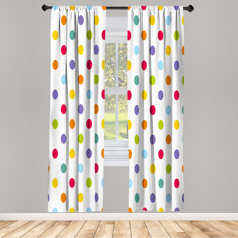 Multicolore, rideaux à motif géométrique, pois joyeux Ebern Designs, 28 po, L 28 po x L 84 po