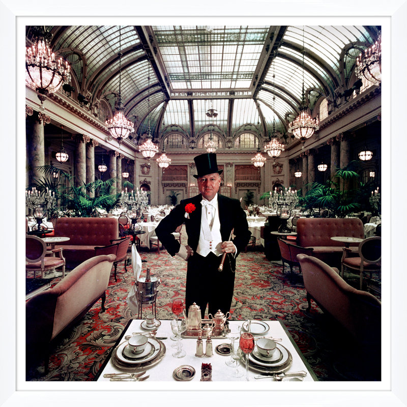 Top People's Eatery Print by Slim Aarons, 36" H x 36" W x 1.5" D, White Single Picture Framed