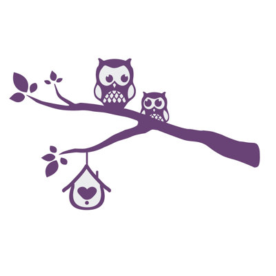 Décalcomanie murale owls sur une branche