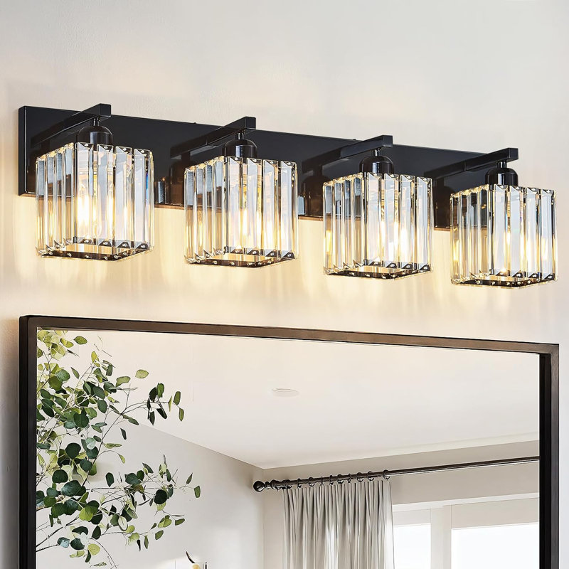 Luminaire de meuble-lavabo moderne avec détails en cristal, douille E26, finition en métal résistant à la corrosion, installation facile