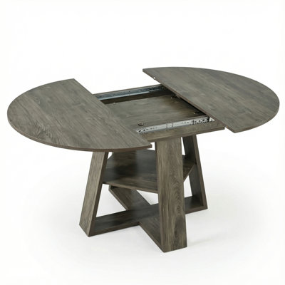 Table de salle à manger extensible de 43,3 po à 59 po pour 4-8, table ronde moderne en bois de style Mid-Century avec feuilles amovibles peu encombrante, pour la cuisine