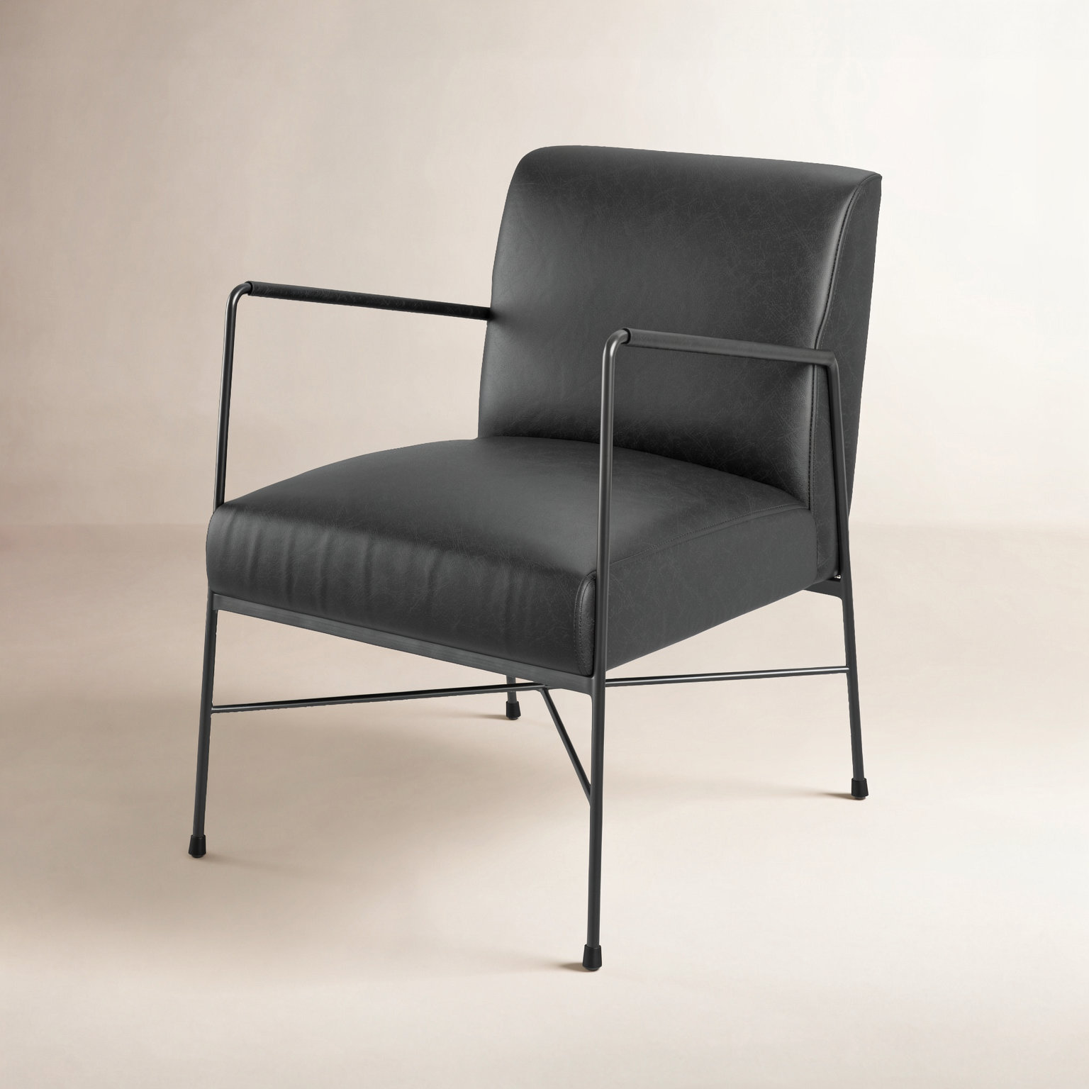 Derry Genuine Leather Armchair, Black Genuine Leather