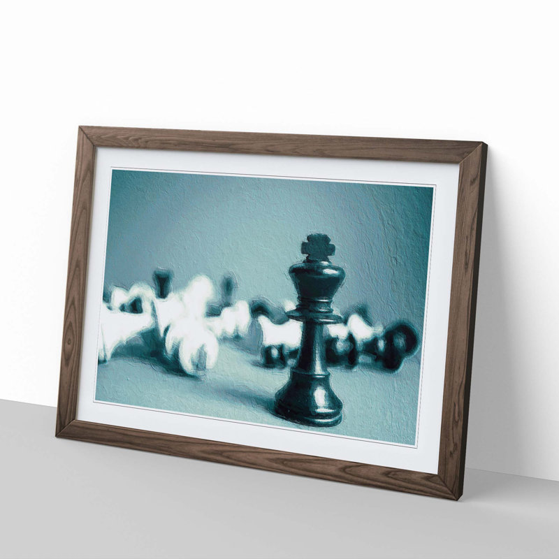 A Chess Battle - Framed Print, 33cm H x 45cm W x 2cm D, Walnut Framed