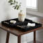 Modern Rectangular Accent Tray With Metallic Handles - Decorative Coffee Table Tray For Home Decor Or Ottoman Styling - Set Of 2, 20", Black