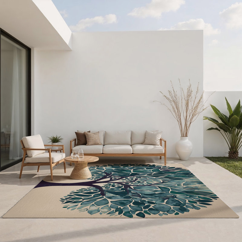 Shadowed Glade Indoor And Outdoor Area Rug, Rectangle 5' x 7'
