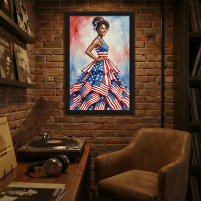 Abstract American Flag Dress Woman Portrait