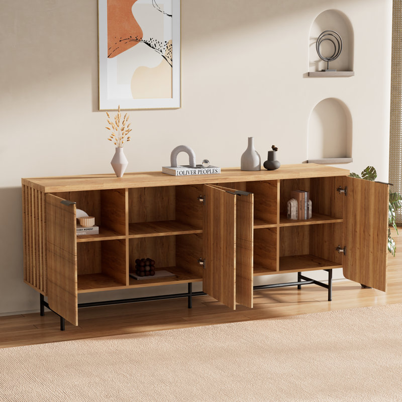 Buffet Mid-Century et Scandinavian, H 28,74 po x l 68,11 po x P 15,75 po, Jaune