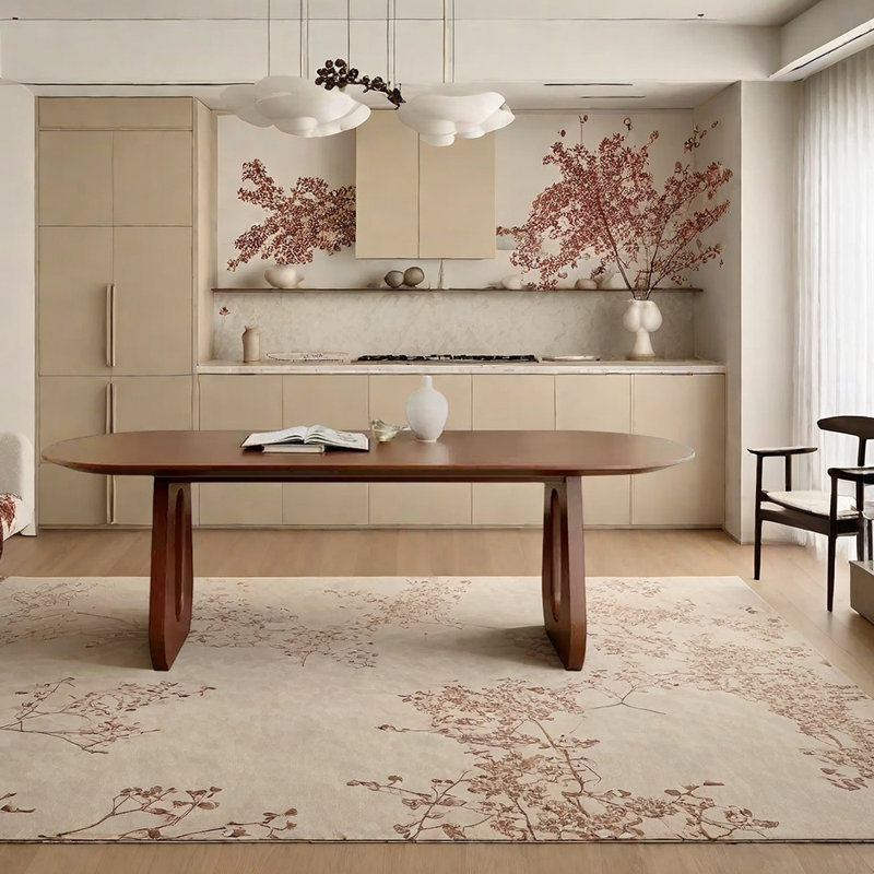 Solid wood oval practical dining table, 29.53"H x 78.74"L x 31.5"W