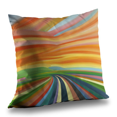Colorful Road Modern Poly Twill Throw Pillow – Poly Twill Throw Pillow with Insert, Double-Sided Print