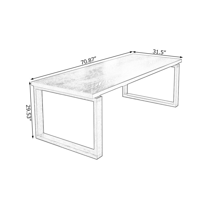 Black Rectangular Solid Wood Desk, 29.53" H x 70.87" W x 31.5" D
