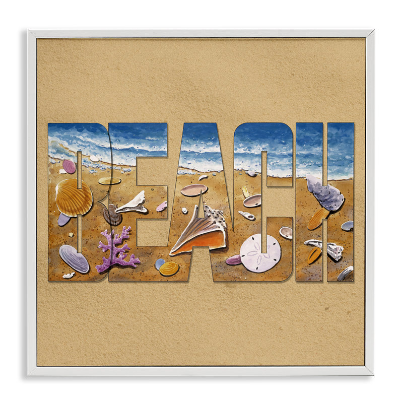 Beach Letters Outline, estampe numérique de Art Brands, LLC., Cadre blanc, H 12 po x l 12 po