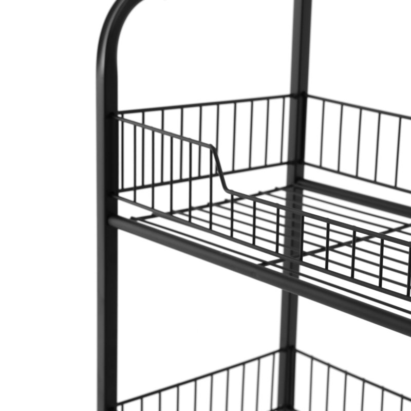 23.62In Retail Display Rack With Hooks And Wheels, Black, 60.24" H x 23.62" W x 10.62" D