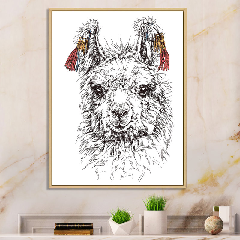 «Cute Lgbt Lama Alpaca», impression sur toile, H 40 po x l 30 po, Cadre naturel flottant