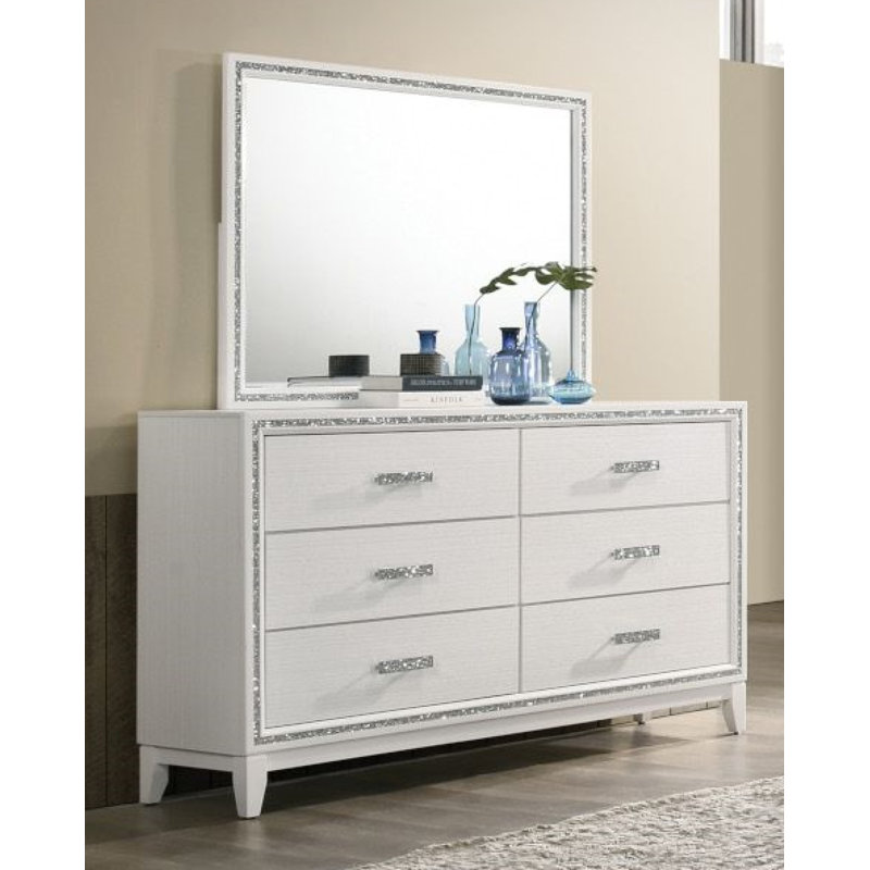 Commode double 6 tiroirs avec miroir Kahliah