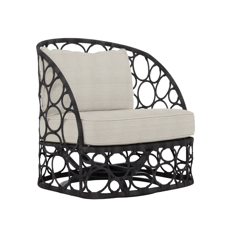 Bali Swivel Patio Chair with Cushions, Cream Outdoor Poly 6070-002, Lava