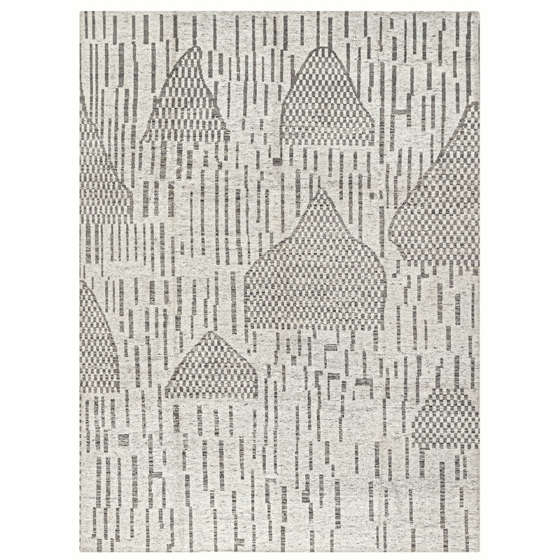 Organic Hand Knotted Striped Area Rug in Gray