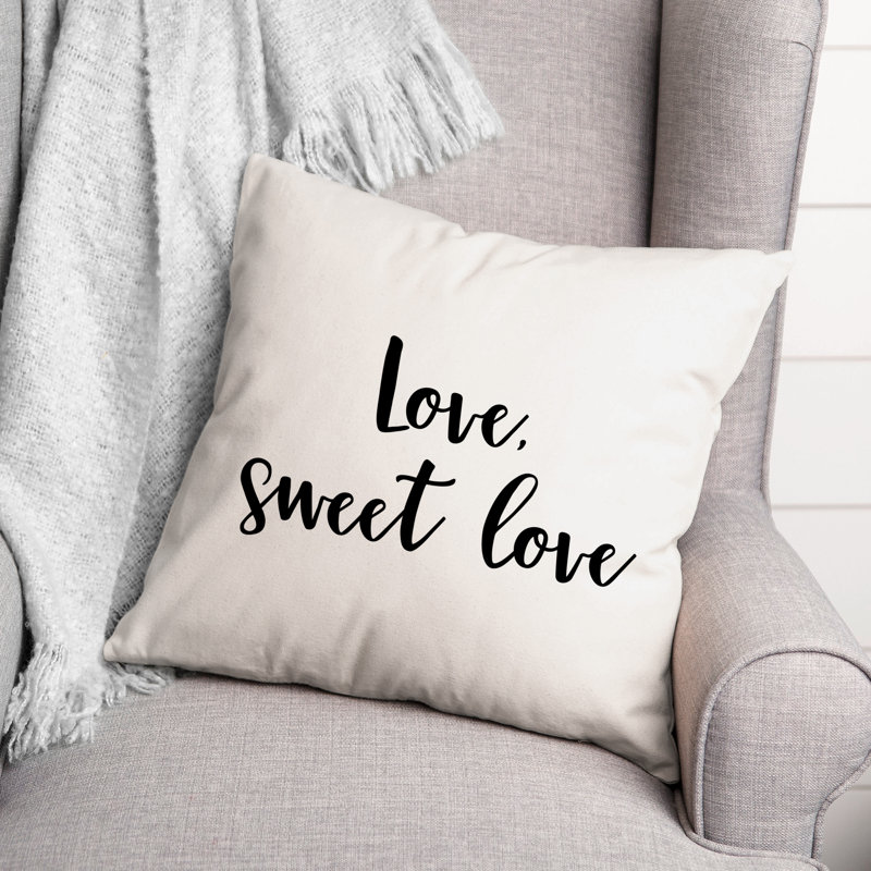 Coussin décoratif noir et blanc Love Sweet Love