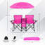 Chaise de pique-nique portable pliante portable avec table parasol et table de parasol rose