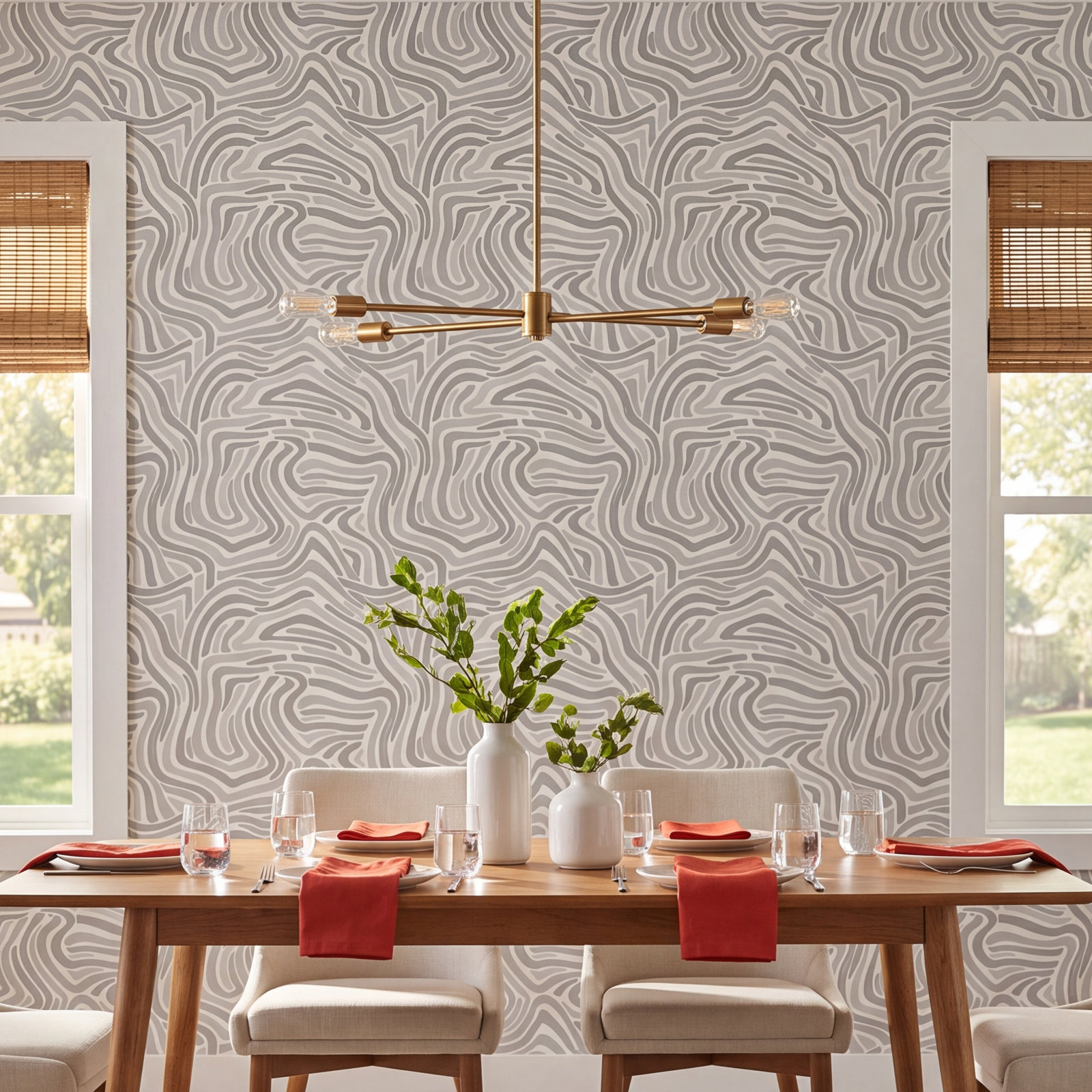 Rumley Mid-Century Peel & Stick Geometric Wallpaper, Gray