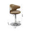 Tabouret en cuir brun avec structure en aluminium chromé