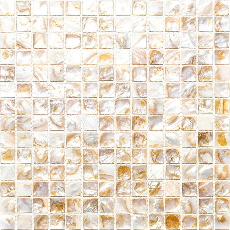 12" x 12" Seashell Grid Mosaic Wall & Floor Tile, Beige/Brown