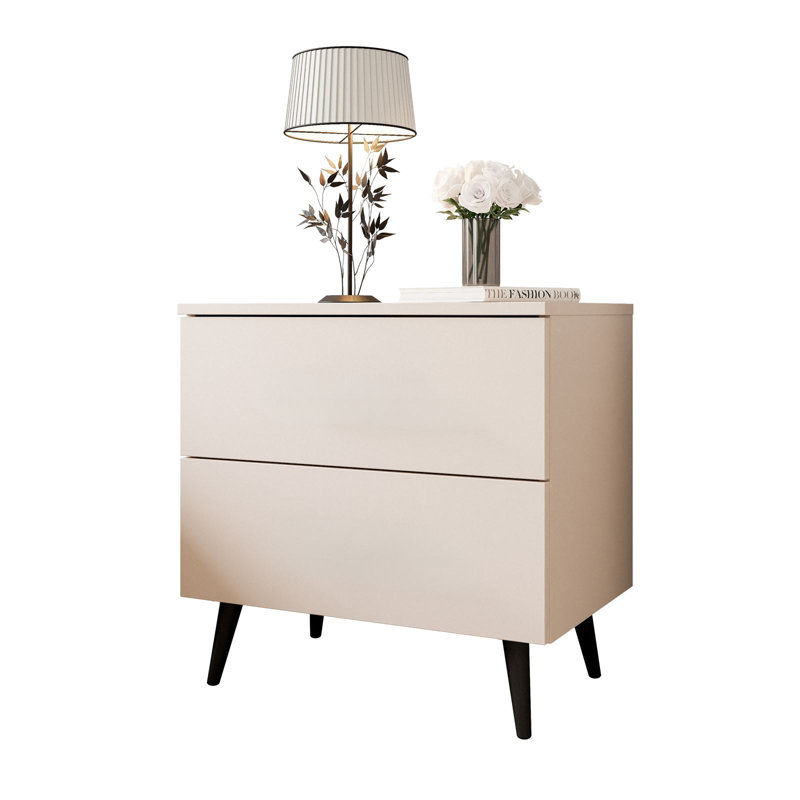 Nassawadox 55cm W Metal Bedside Table, Cashmere/Black