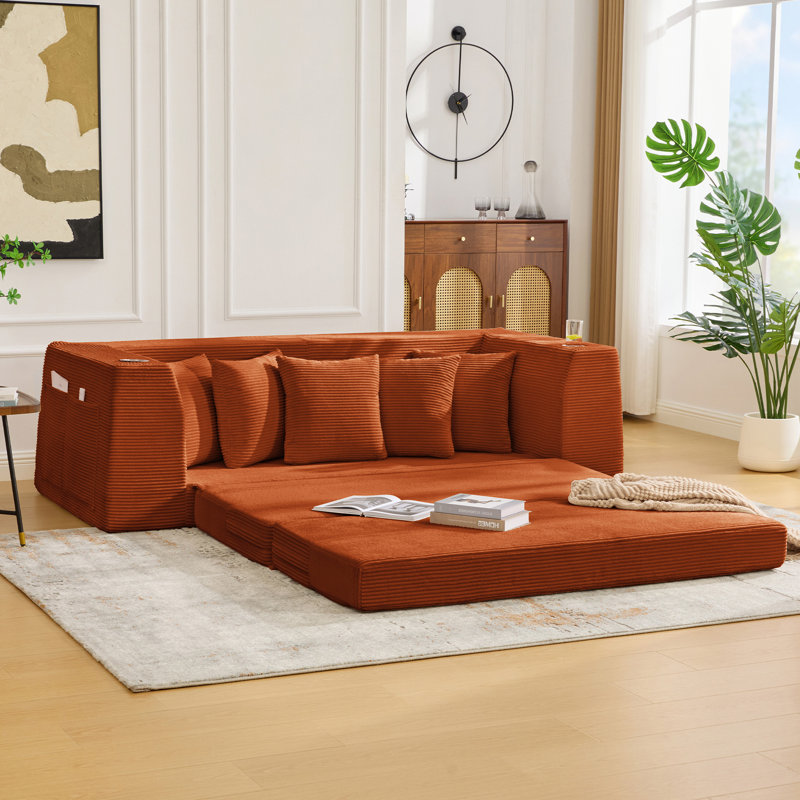 [Nouveauté] [Vidéo fournie] Canapé-lit convertible de 82,25 po, Orange