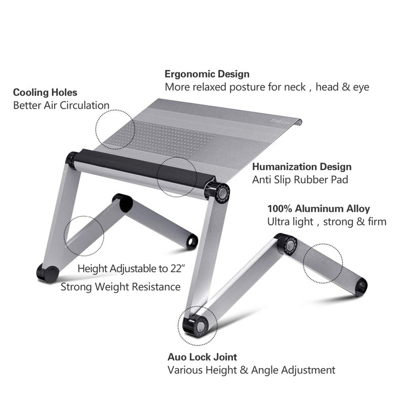 Chariot pour ordinateur portable réglable, Argent