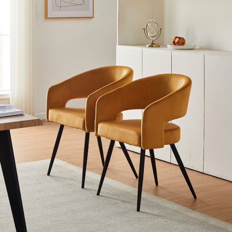 Rohit 43cm H Upholstered Metal Armchair, Yellow