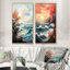 Paysage marin, capture de l'esprit côtier I - ensemble de 2 reproductions d'art sur toile