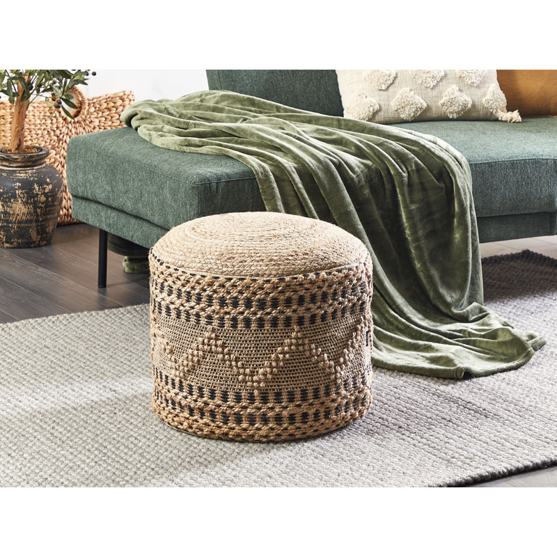 Wiss 50cm Wide Round Geometric Pouffe Ottoman