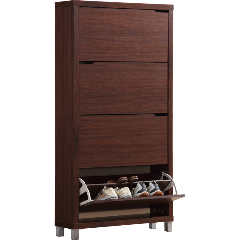 Elbridge 24 Pair Flip Down Shoe Storage, Walnut