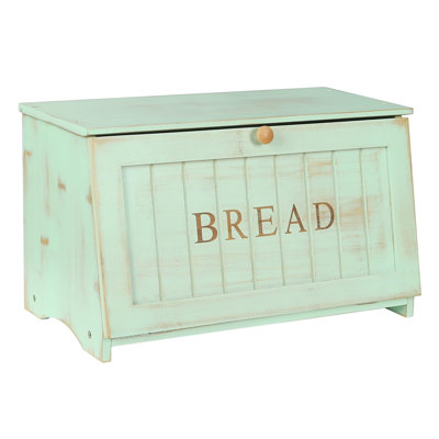 Grande boîte à pain en bois, bac de rangement en bambou monocouche à grande capacité (vert menthe)