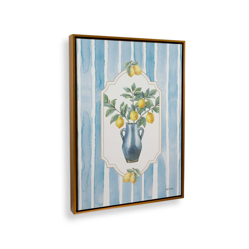 «Le Citron I» par Leslie Trimbach, reproduction d'art, Framed Canvas, 18 W x 24 H, Gold