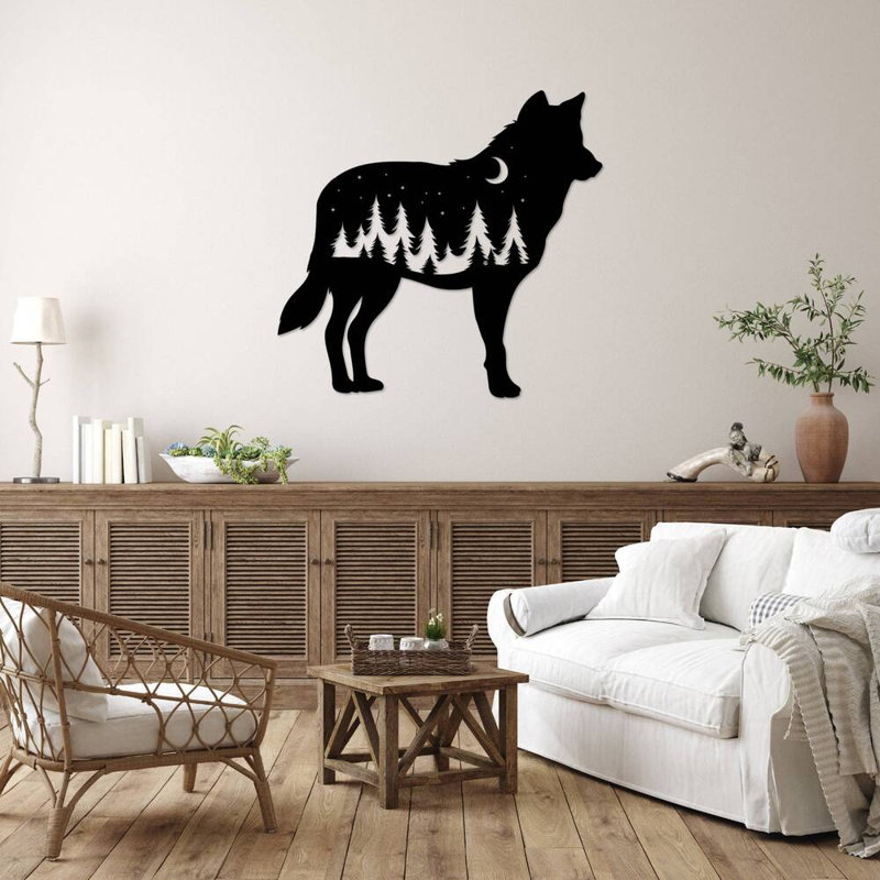 Art mural loup en métal - Silhouette de faune, sculpture de loup, sculpture rustique chalet - Art industriel moderne en métal - décoration intérieure inspirée de la nature - pièce d'art audacieuse