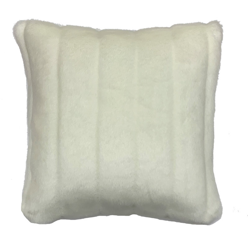  Housse et insert de coussin carré en fausse fourrure, 24 po x 24 po, Blanc