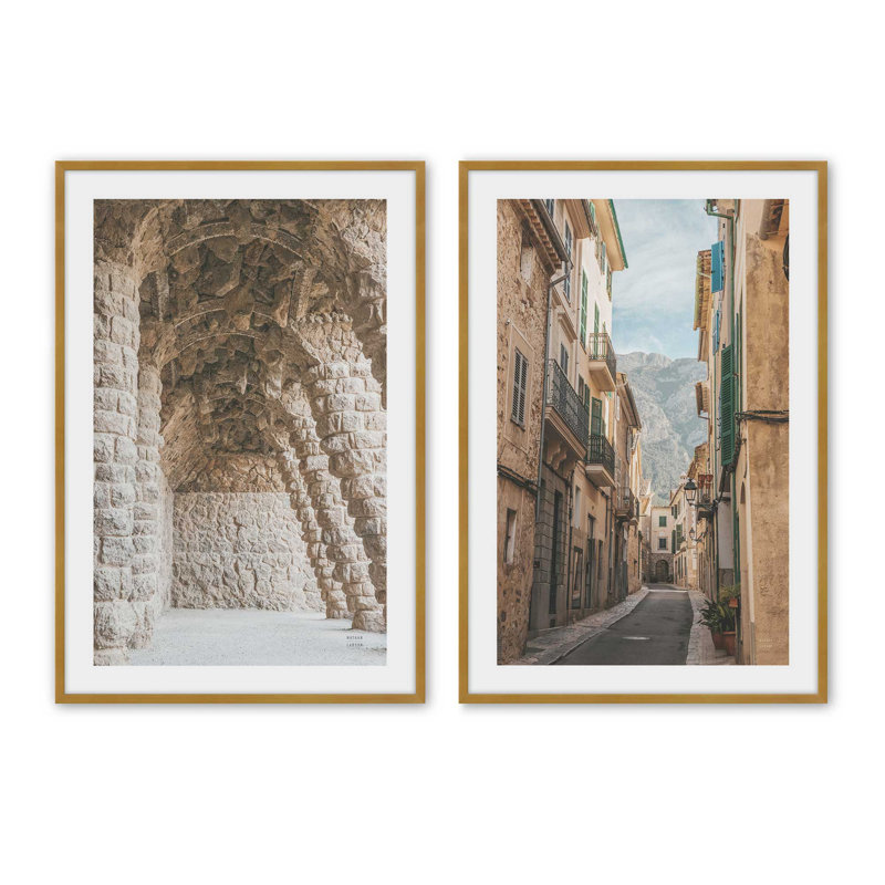 Ensemble de 2 pièces 2 "Timeless Pathway, Cadre doré poli, H 21,25 po x l 17,25 po