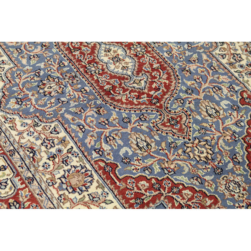 Hand-Knotted High-Quality Blue and Rust Area Rug