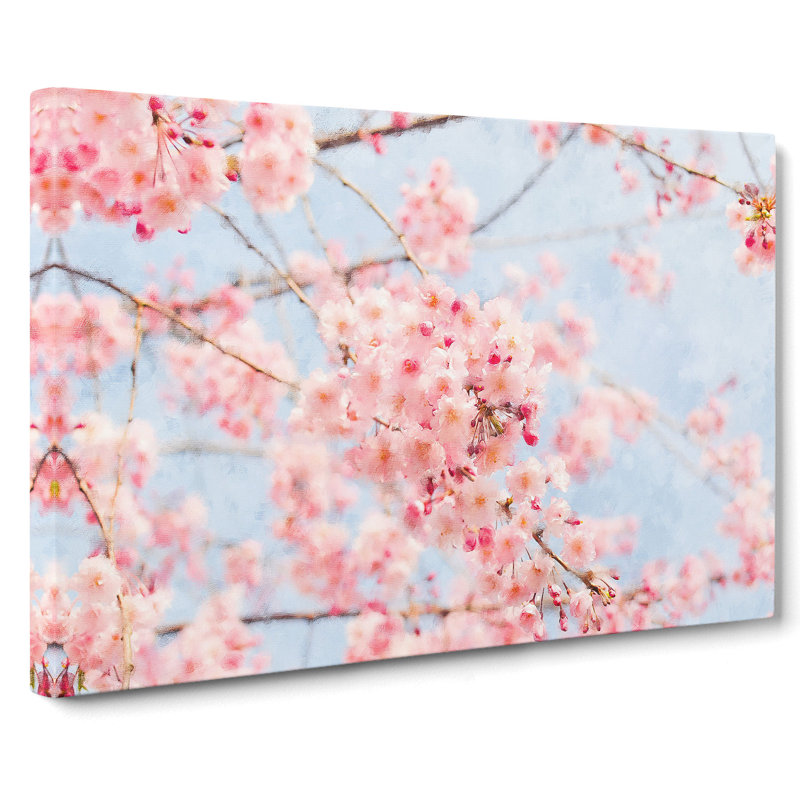 Pink Cherry Blossom Flowers Vol.9 - Wrapped Canvas, 50cm H x 76cm W x 3cm D